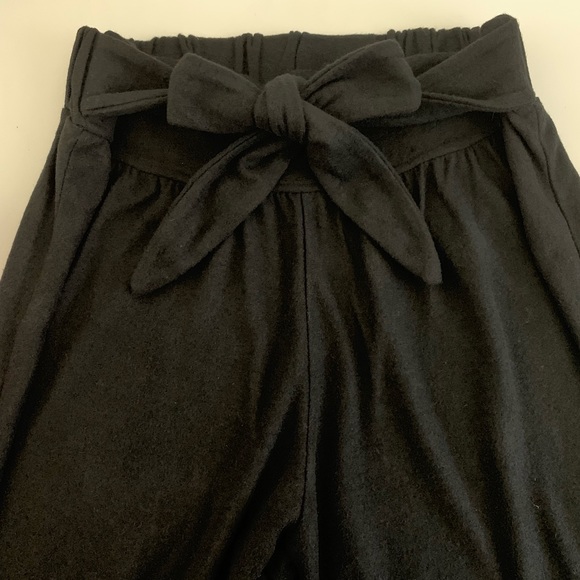 Lounge Pants Sweater Material Black Tie At Waist - Picture 3 of 7